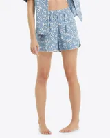 Pajama Shorts Floral Chambray