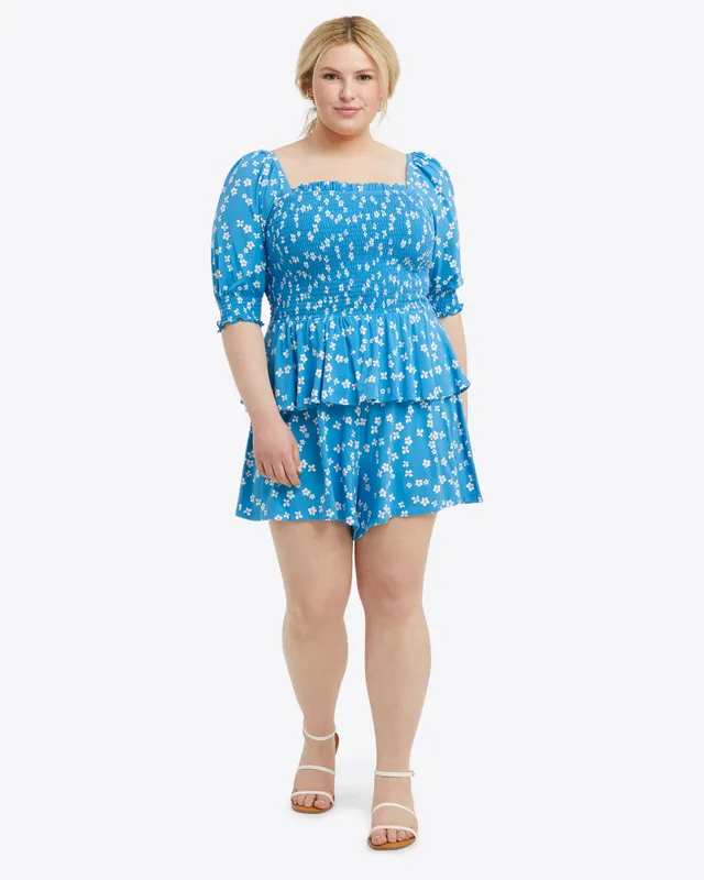 Fabletics Terry Short-Sleeve Mini Dress Womens blue plus Size 3X