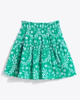 Pull On Mini Skirt Embroidered Floral