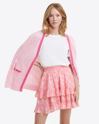 Pull on Ruffled Skirt Pink Paisley