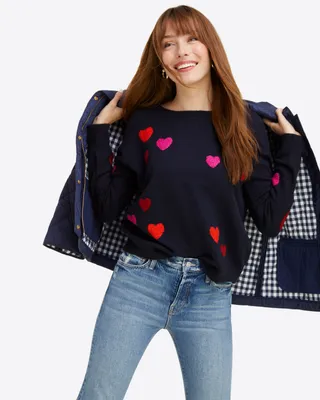 Crewneck Sweater Navy Multi Heart