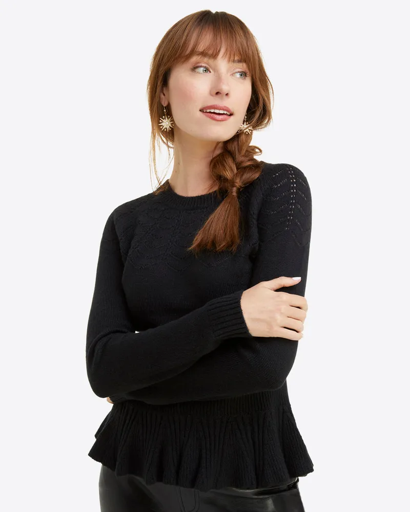 Peplum Pointelle Sweater