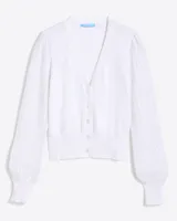 Button Front Cardigan White