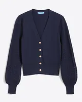 Button Front Cardigan Navy