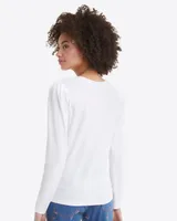 Long-Sleeve Easy Knit Top White