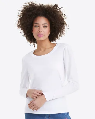 Long-Sleeve Easy Knit Top White