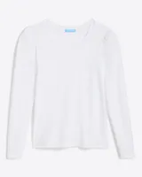 Long-Sleeve Easy Knit Top White