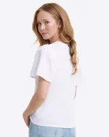 Short Sleeve Easy Knit Top White