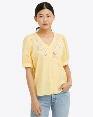 Emily Embroidered Button Down Top