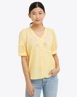 Emily Embroidered Button Down Top