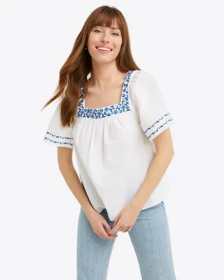 Maren Top Embroidered Camellia