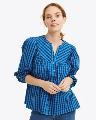 Button Down Top Blue Gingham
