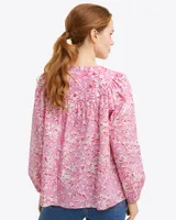 Button Down Top Pink Shadow Floral