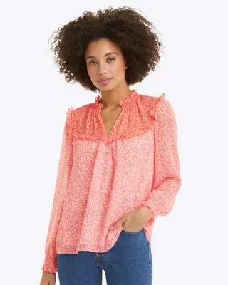 Gretchen Long Sleeve Top Tangerine Floral