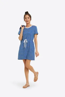 Tie Waist T-Shirt Dress Nautical Stripe