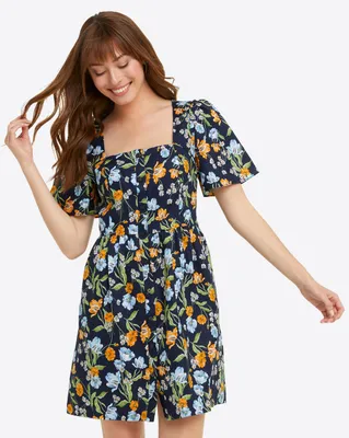 Button Front Dress Spring Blooms