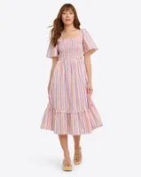 Deana Smocked Dress Multi Stripe