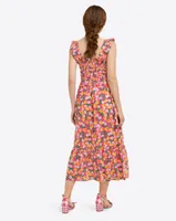 Kimberly Smocked Midi Dress Orange Blossom