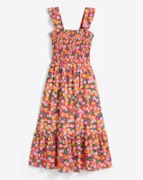 Kimberly Smocked Midi Dress Orange Blossom