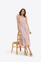 Kimberly Smocked Midi Dress Stripe