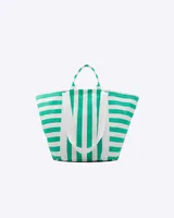 Jane Tote Bag in Green Nautical Stripe