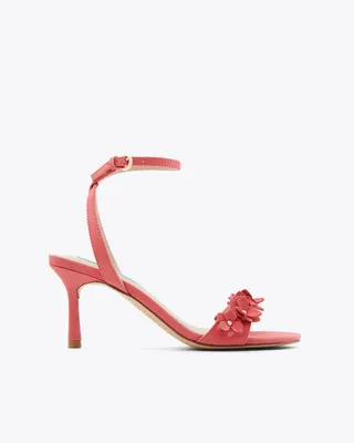 Floral Alice Ankle Strap Heels Raspberry Pink