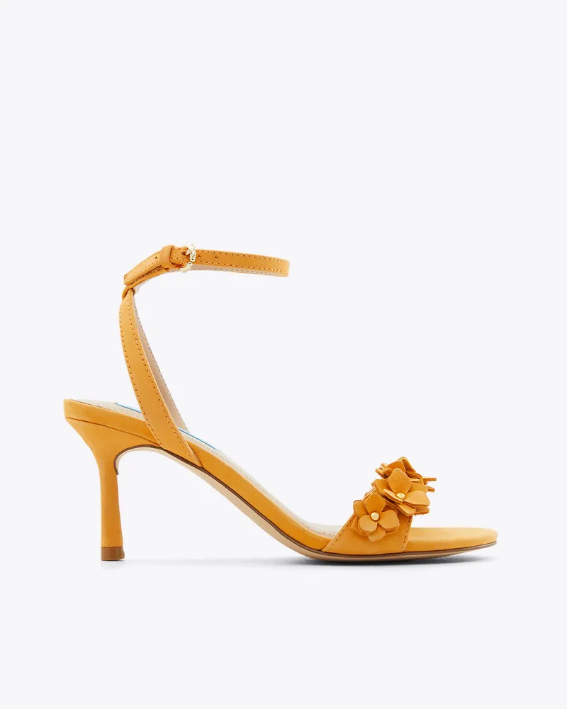 Draper James Floral Alice Ankle Strap Heels Peach