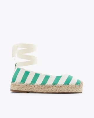 Georgia Espadrilles Green Awning Stripe