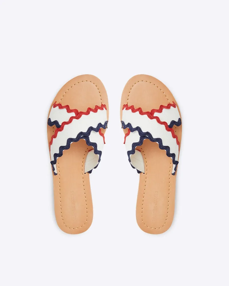 Piper Flat Sandals Red, White, and Blue