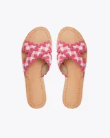 Piper Flat Sandals Raspberry Gingham