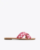 Piper Flat Sandals Raspberry Gingham