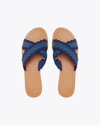 Colorblock Piper Flat Sandals Medium Wash