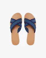 Colorblock Piper Flat Sandals Medium Wash