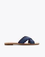 Colorblock Piper Flat Sandals Medium Wash