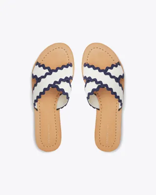 Colorblock Piper Flat Sandals Magnolia White