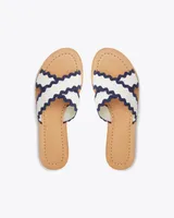 Colorblock Piper Flat Sandals Magnolia White