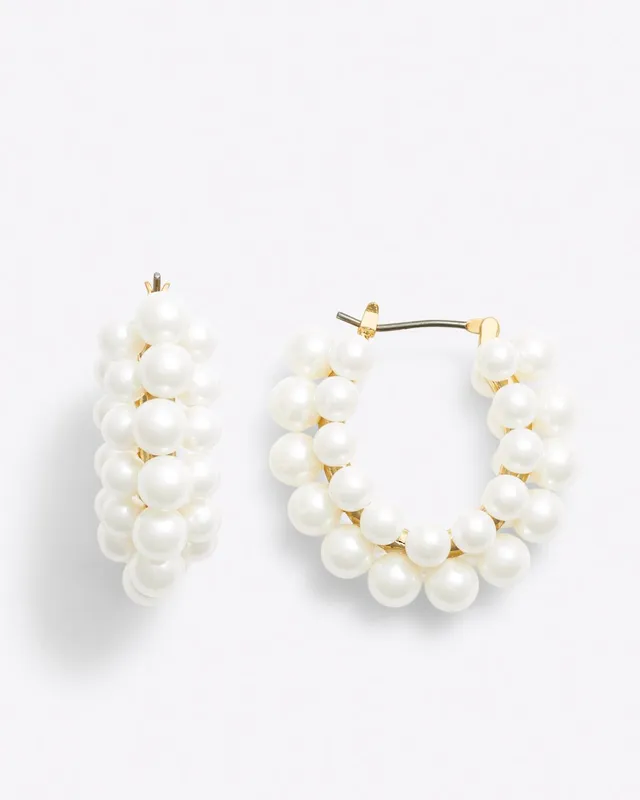 J.Crew: Layered Mini-pearl Hoop Earrings For Women