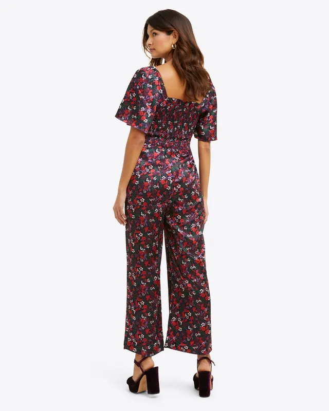 Cap-Sleeve Crop Wide-Leg Jumpsuit