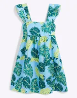 Maddie Babydoll Dress Monstera Floral