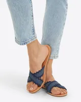 Colorblock Piper Flat Sandals Medium Wash