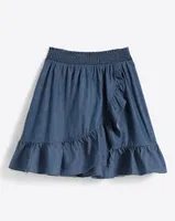 Ruffle Wrap Chambray Skirt