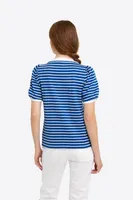 Puff Sleeve T-Shirt Nautical Stripe