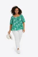 Maren Top Green Shadow Floral