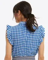 Sleeveless Button Down Gingham