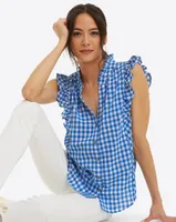 Sleeveless Button Down Gingham