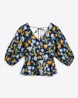 Puff Sleeve Top Spring Blooms