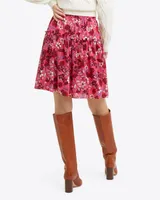 Pull on Skirt Raspberry Clematis Floral