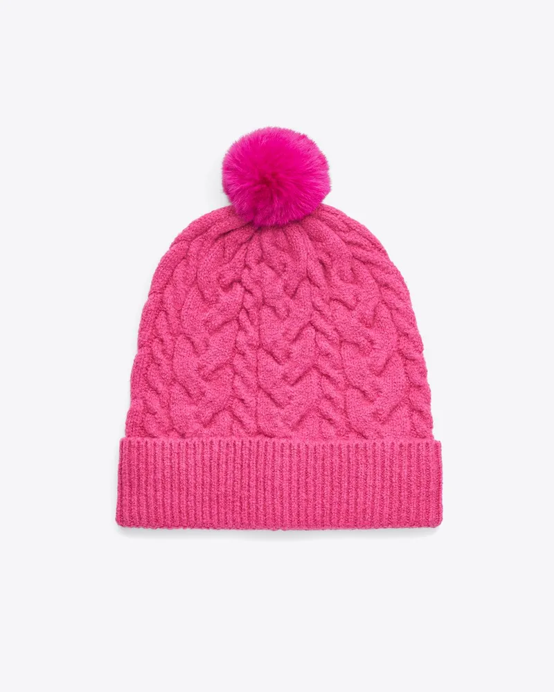 Classic Cable Knit Pom Pom Hat in Soft Pink | Northern Classics