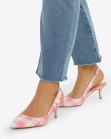 Willow Slingback Heels Pink Gingham