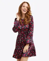 Long Sleeve Shift Dress Scarlet Floral